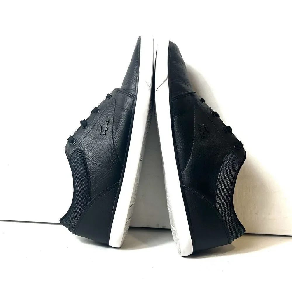 Lacoste Men's Size 13 Black Leather Sneaker Low Top Lace Up Comfort Casual Shoes